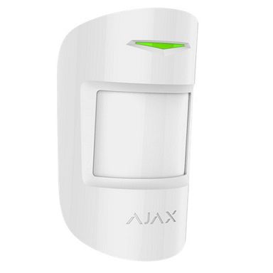 Detector de miscare wireless PIR si MW AJAX MotionProtect Plus WH, 12 m, pet immunity, RF 1200 m