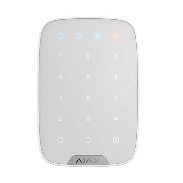Tastatura cu touch wireless AJAX KeyPad WH, 15 taste, silent alarm, 1700 m