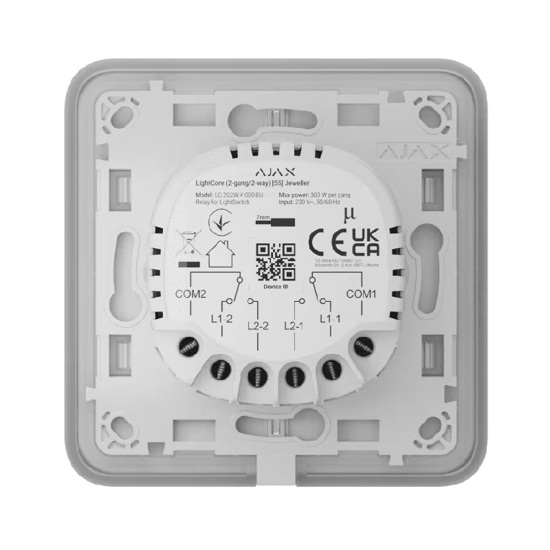 Modul întrerupător wireless circuit dublu și cap scară Ajax LightCore 2-gang 2-way