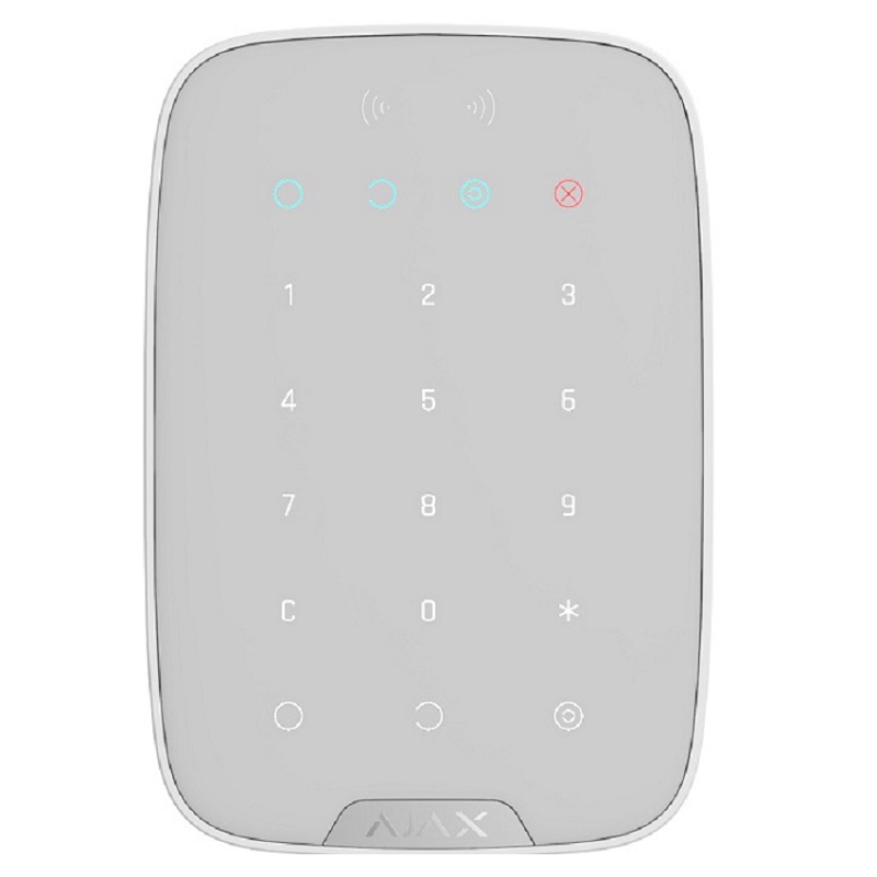 Tastatură Wireless cu cititor carduri Ajax KeyPad Plus Albă